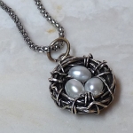 2/06/2016 2:30pm - 6:00pm Rhonda Chase Wire Wrap Nest Pendant with Pearl Eggs