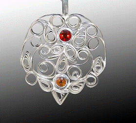 2/07/2015 1:30pm - 5:00pm Jackie Truty Quilled Silver Pendant with gemstones