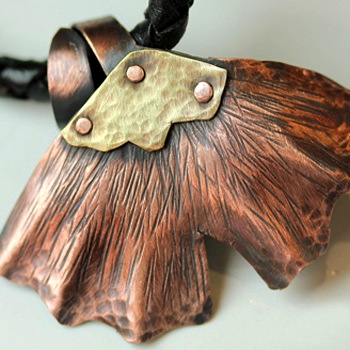 Riveted Ginkgo Leaf Pendant