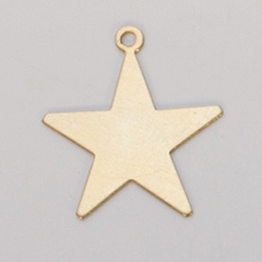 Brass Star with Ring, 24 Gauge, 1 Inch, Pack of 6||MET-450.02